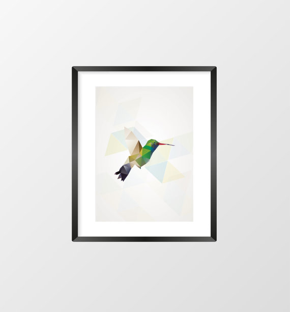 Jolie affiche "geometric bird" (colibri)