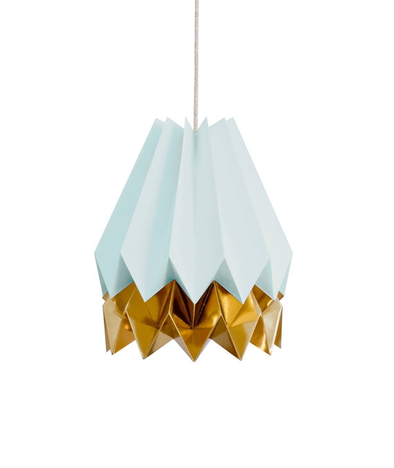 Suspension origami turquoise et or