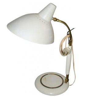 Lampe italienne en métal laqué beige - 1950
